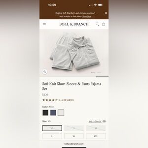 NEW $140 BOLL & BRANCH Women's Soft Knit Short Sleeve & Shorts Pajama Set Medium